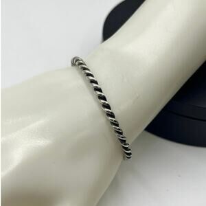 Native American Sterling 3mm Twisted Wire Cuff Bracelet 6.5”